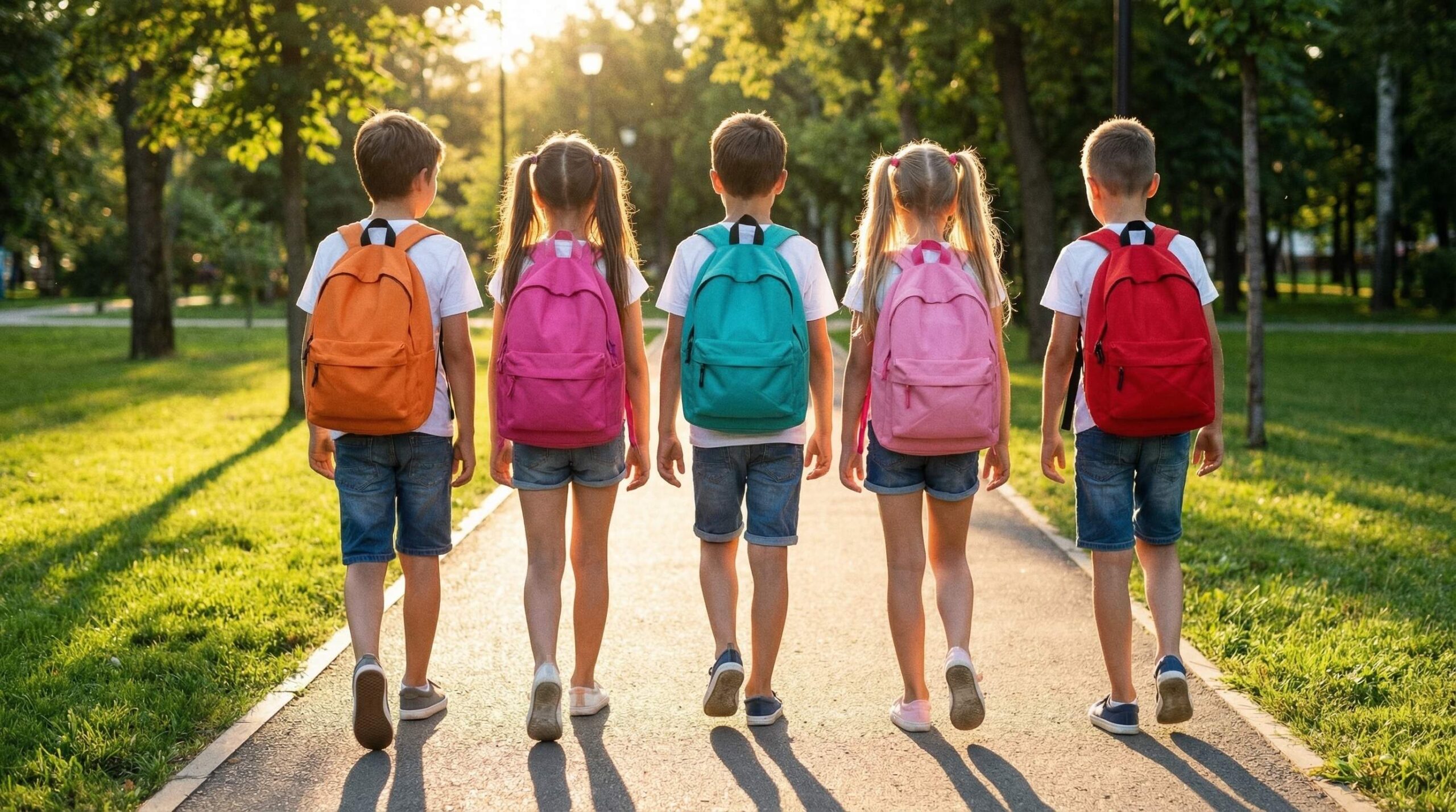 Children Running With Backpacks Back-to-School Posture Check